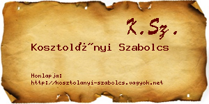 Kosztolányi Szabolcs névjegykártya